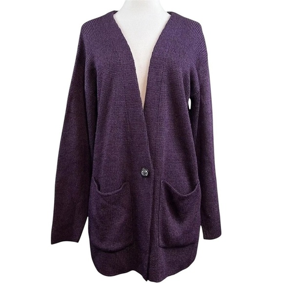 Brenda French Rags Santana Knit Buttoned Long Cardigan Sweater Purple Size 2 M/L - Picture 7 of 7